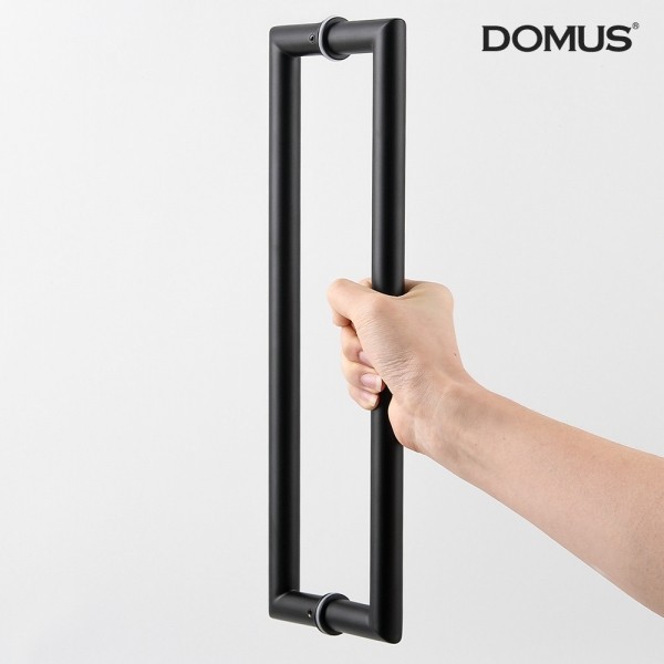 꾸밈닷컴 - 손잡이/도어락 ▼ > 강화도어손잡이 ▼ > 나사간격 P340mm > 도무스 강화도어손잡이 G209 사각 스텐 블랙 (P340x19)