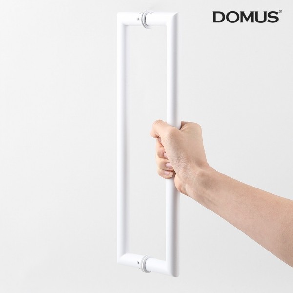 꾸밈닷컴 - 손잡이/도어락 ▼ > 강화도어손잡이 ▼ > 나사간격 P340mm > 도무스 강화도어손잡이 G209 사각 스텐 화이트 (P340x19)