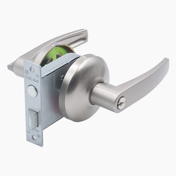 꾸밈닷컴 - 손잡이/도어락 ▼ > 중문/방화문손잡이 ▼ > 방화문 레버형 도어락 > 두꺼운 방화문손잡이 9900L 53~66mm용