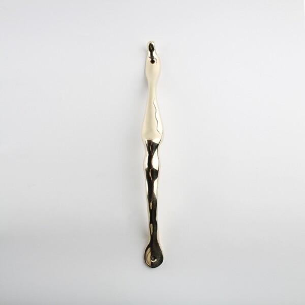 꾸밈닷컴 - 손잡이/도어락 ▼ > 가구손잡이 ▼ > 전면고정형 > 황동 중문 손잡이 플로우 골드