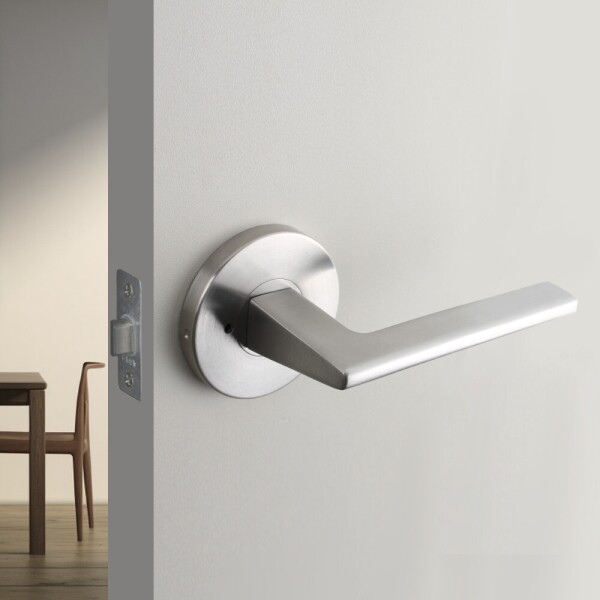 꾸밈닷컴 - 손잡이/도어락 ▼ > 방문손잡이 ▼ > 레버 버튼형 > 스텐 방문손잡이 론드 도어 문고리
