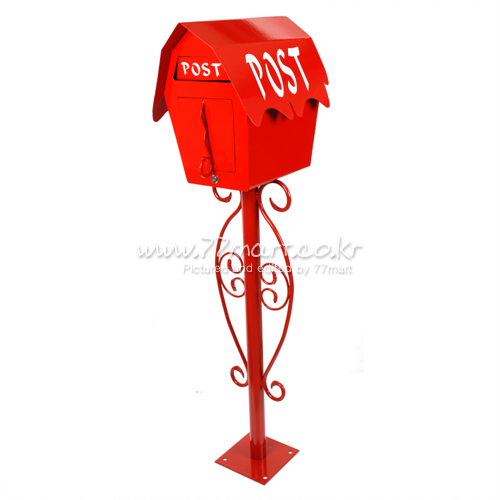 꾸밈닷컴 - 우편함/택배함 ▼ > 스탠드 우편함 > 스탠드 우편함 레드 P04-019